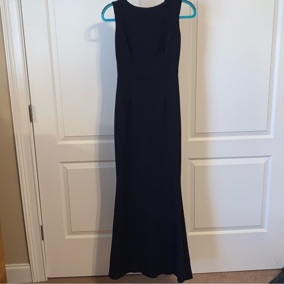 Katie May Vionnet Drape Back Sleeveless Full Length Dress Navy Blue Sz 4 EUC - Picture 1 of 10